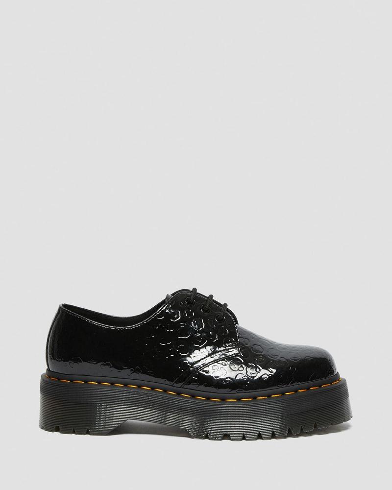 Zapatos Plataforma Dr Martens 1461 Leopard Emboss Charol Cuero Hombre Negros | MX 197BEX